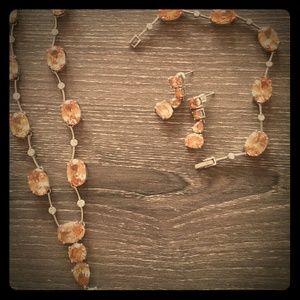 Crystal necklace earring and bracelet set